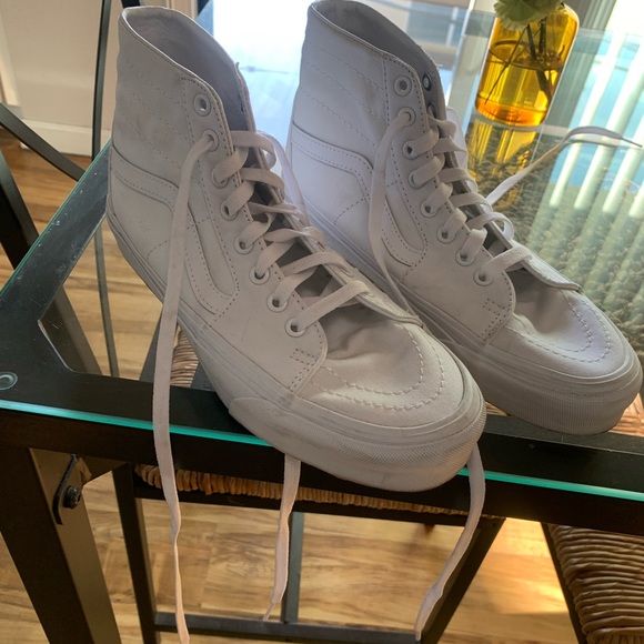 White canvas high top Vans. Worn once! - Picture 3 of 4